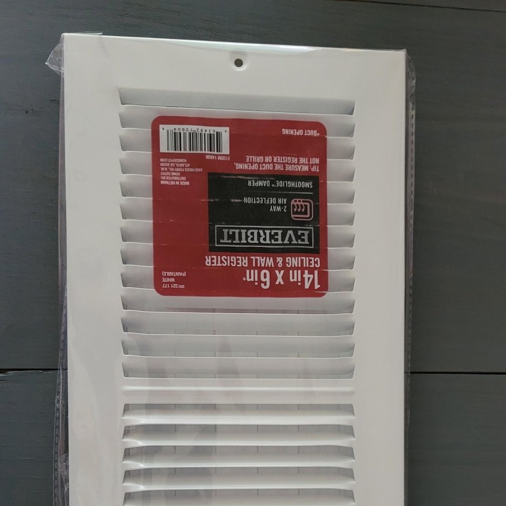 Everbilt 14 in. x 6 in. 2-Way Steel Wall/Ceiling Register in White